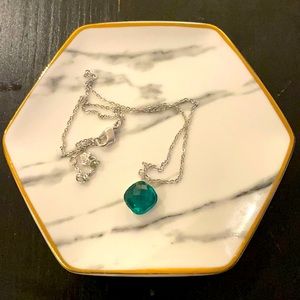 Swarovski Silver Necklace with Teal Pendant